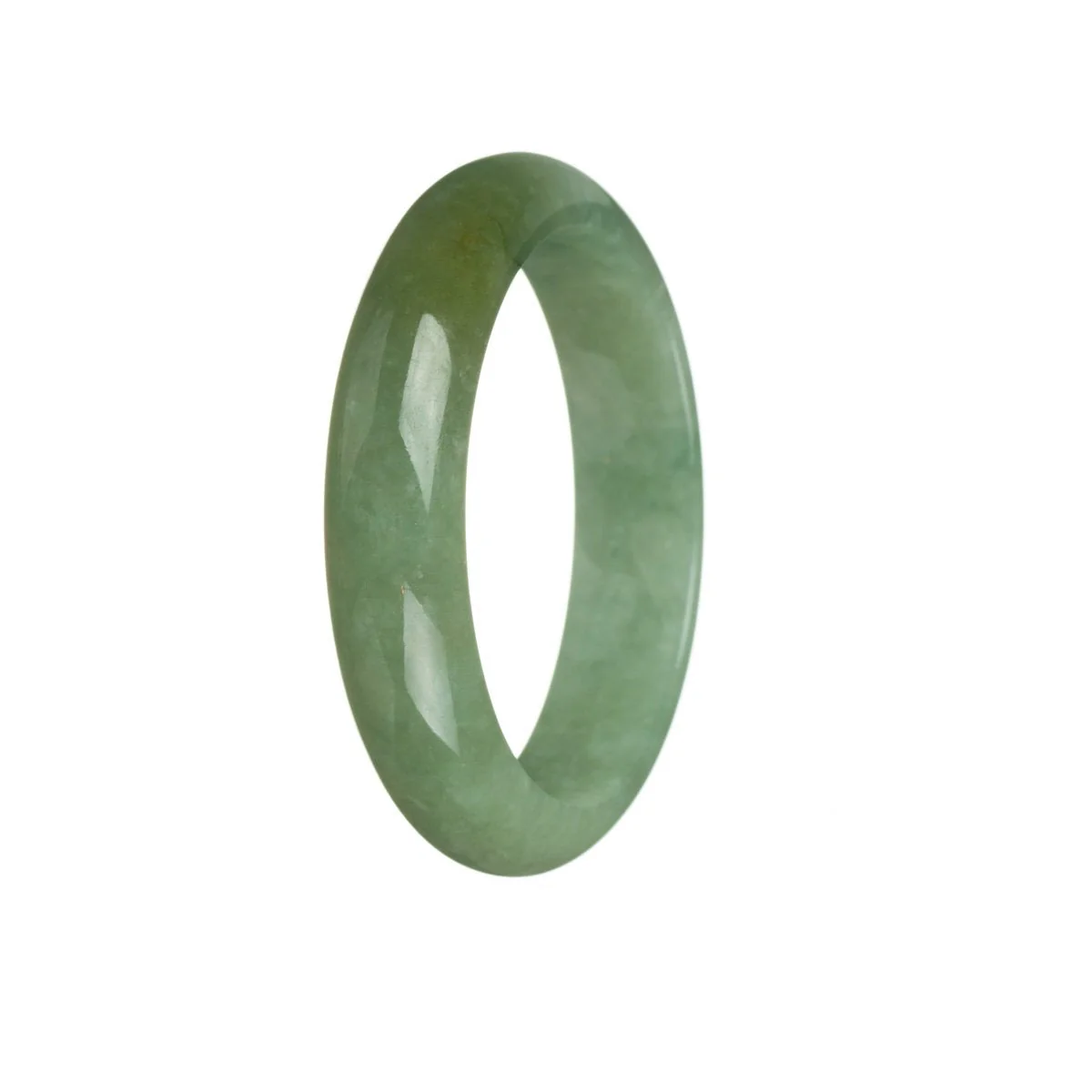 Certified Grade A Green Jadeite Jade Bangle Bracelet - 55mm Half Moon - Image 3
