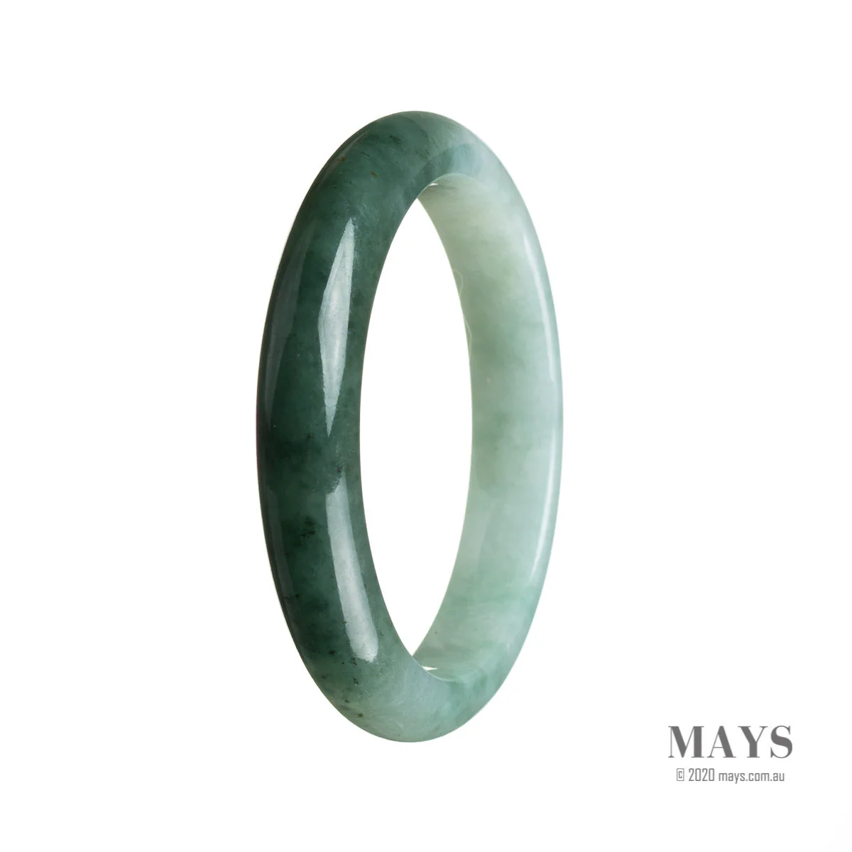 Genuine Grade A Green Burmese Jade Bracelet - 58mm Half Moon - Image 2