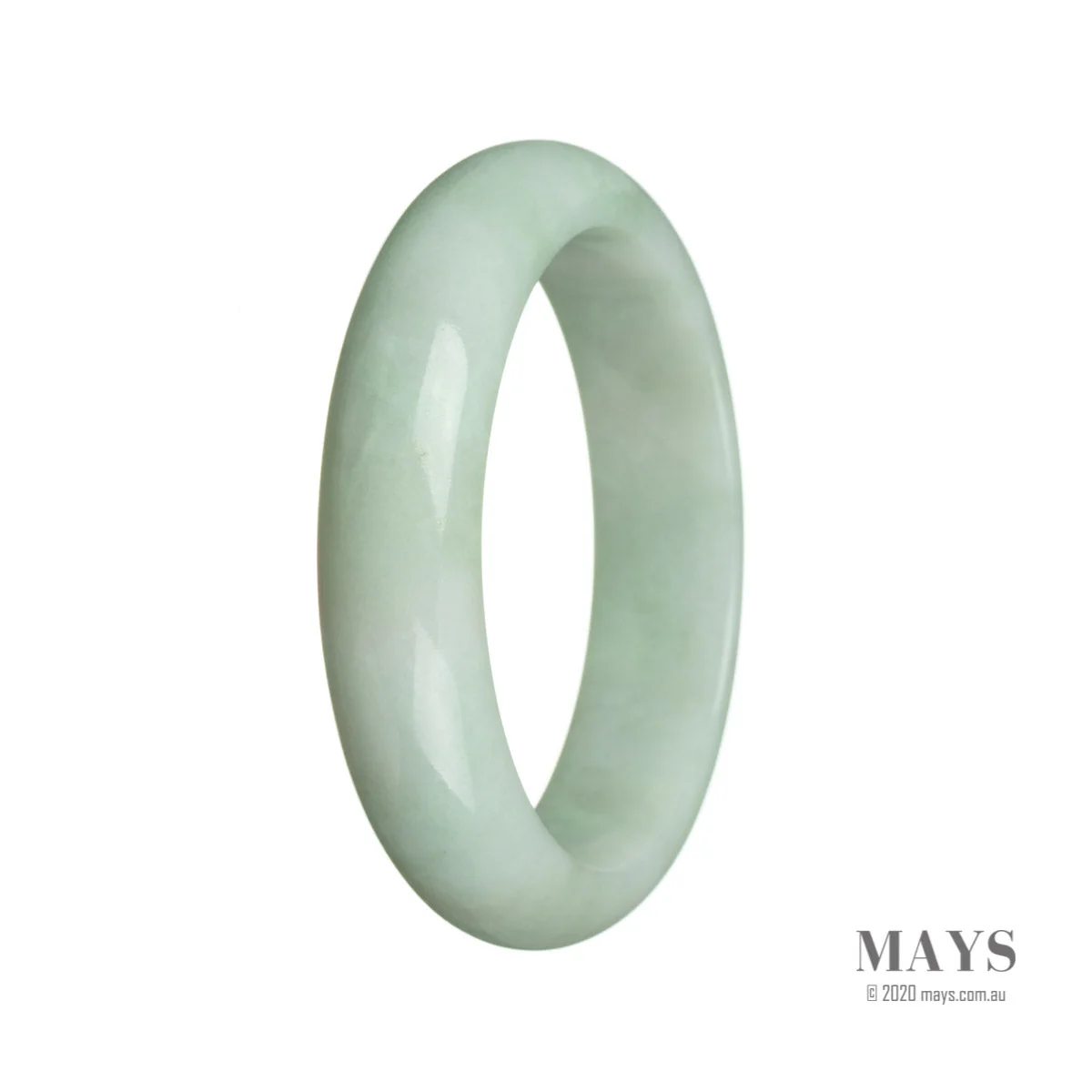 Certified Grade A Light Green Burmese Jade Bracelet - 62mm Half Moon
