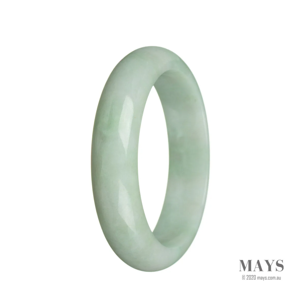 Certified Grade A Light Green Burmese Jade Bracelet - 62mm Half Moon - Image 2
