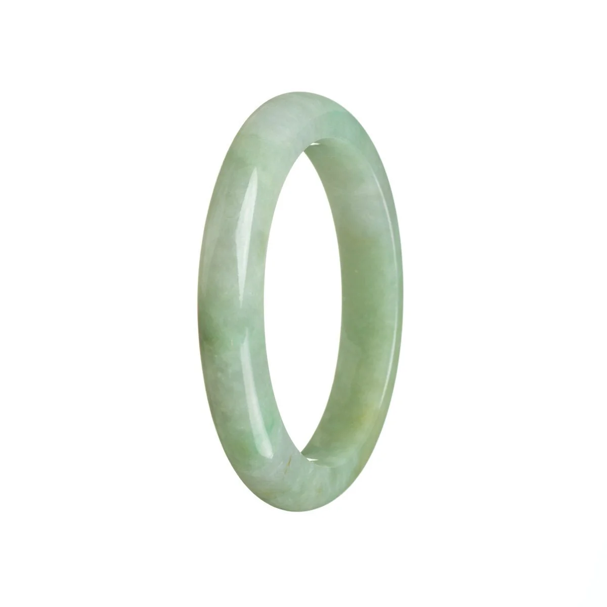 Authentic Grade A Green Burma Jade Bangle - 53mm Semi Round