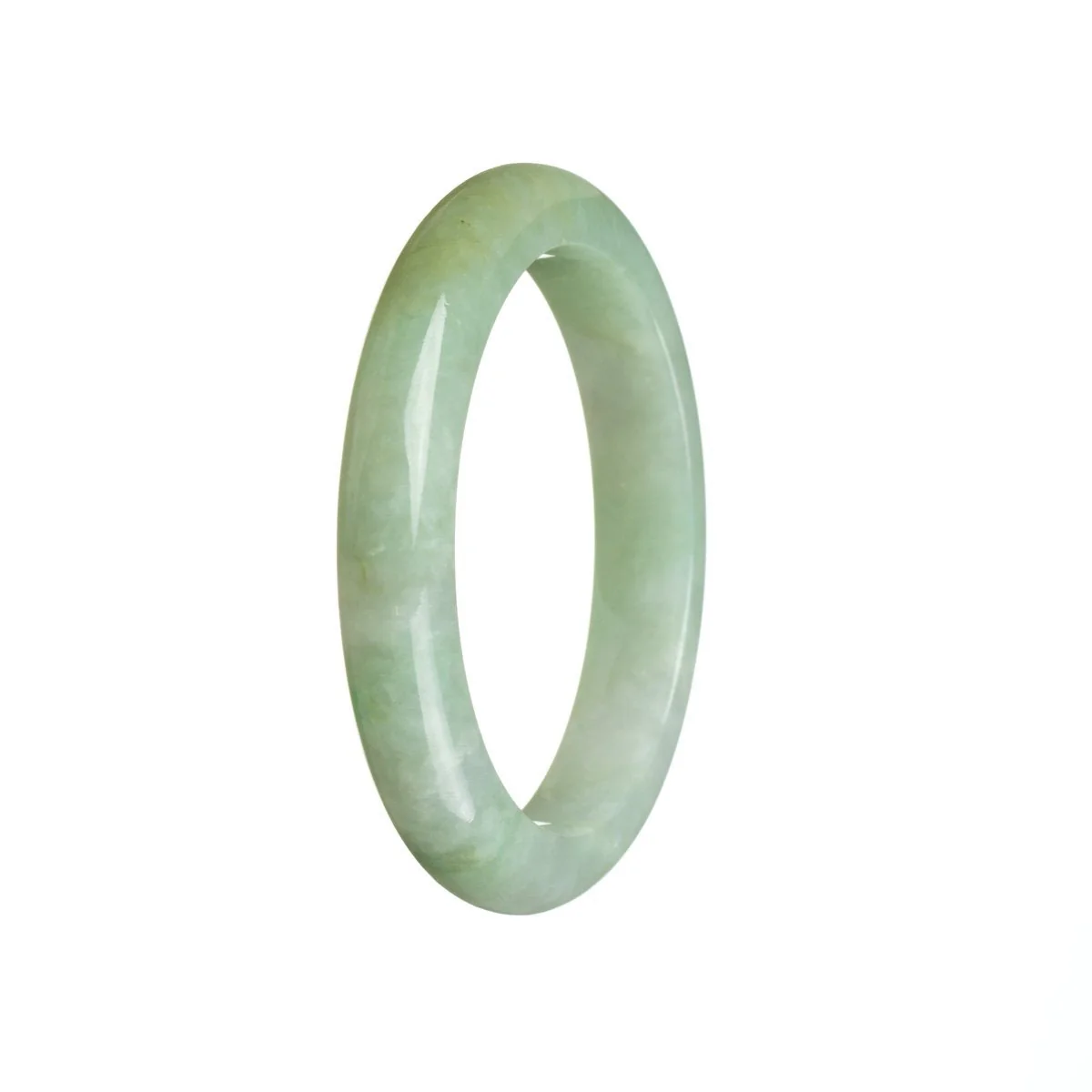 Authentic Grade A Green Burma Jade Bangle - 53mm Semi Round - Image 2
