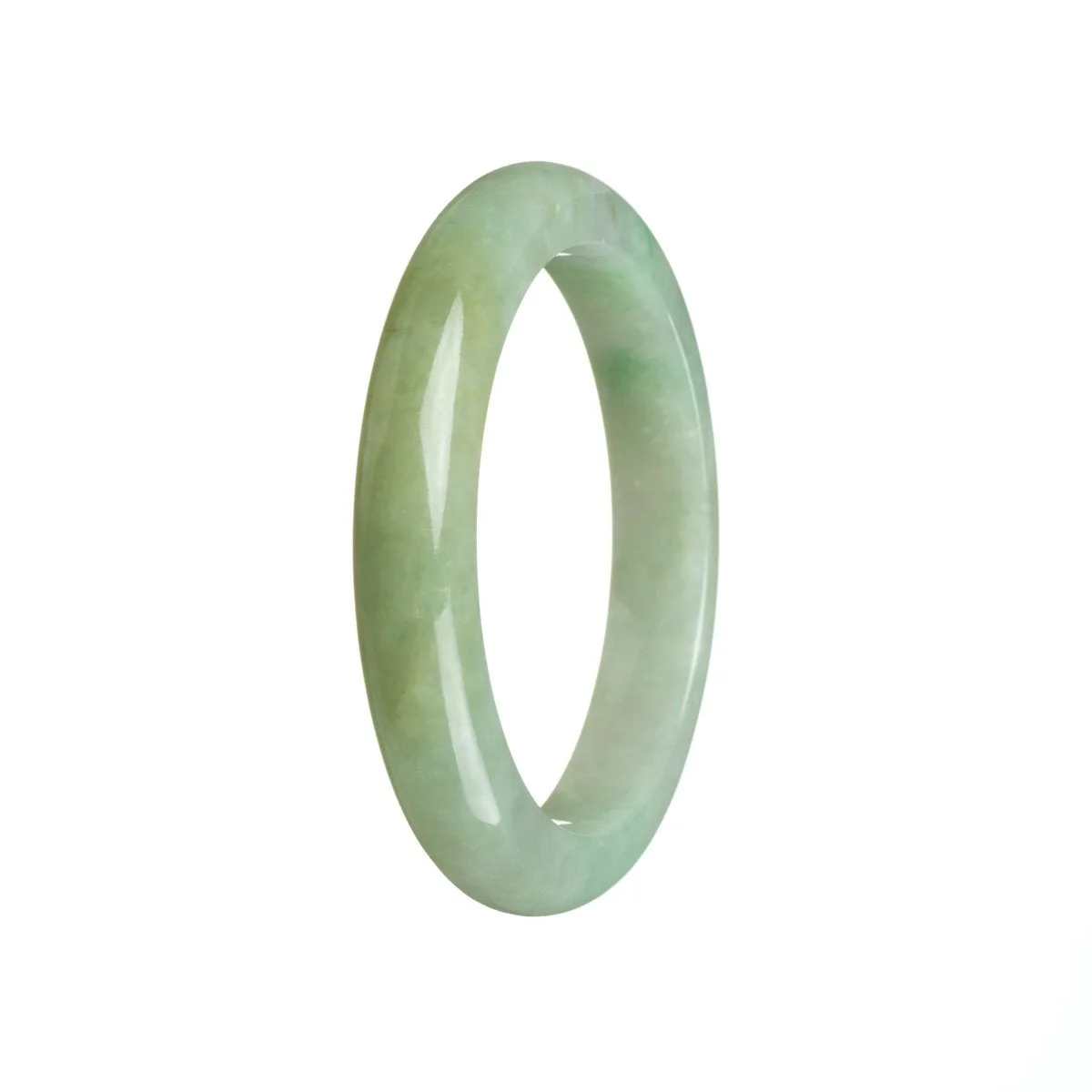 Authentic Grade A Green Burma Jade Bangle - 53mm Semi Round - Image 3