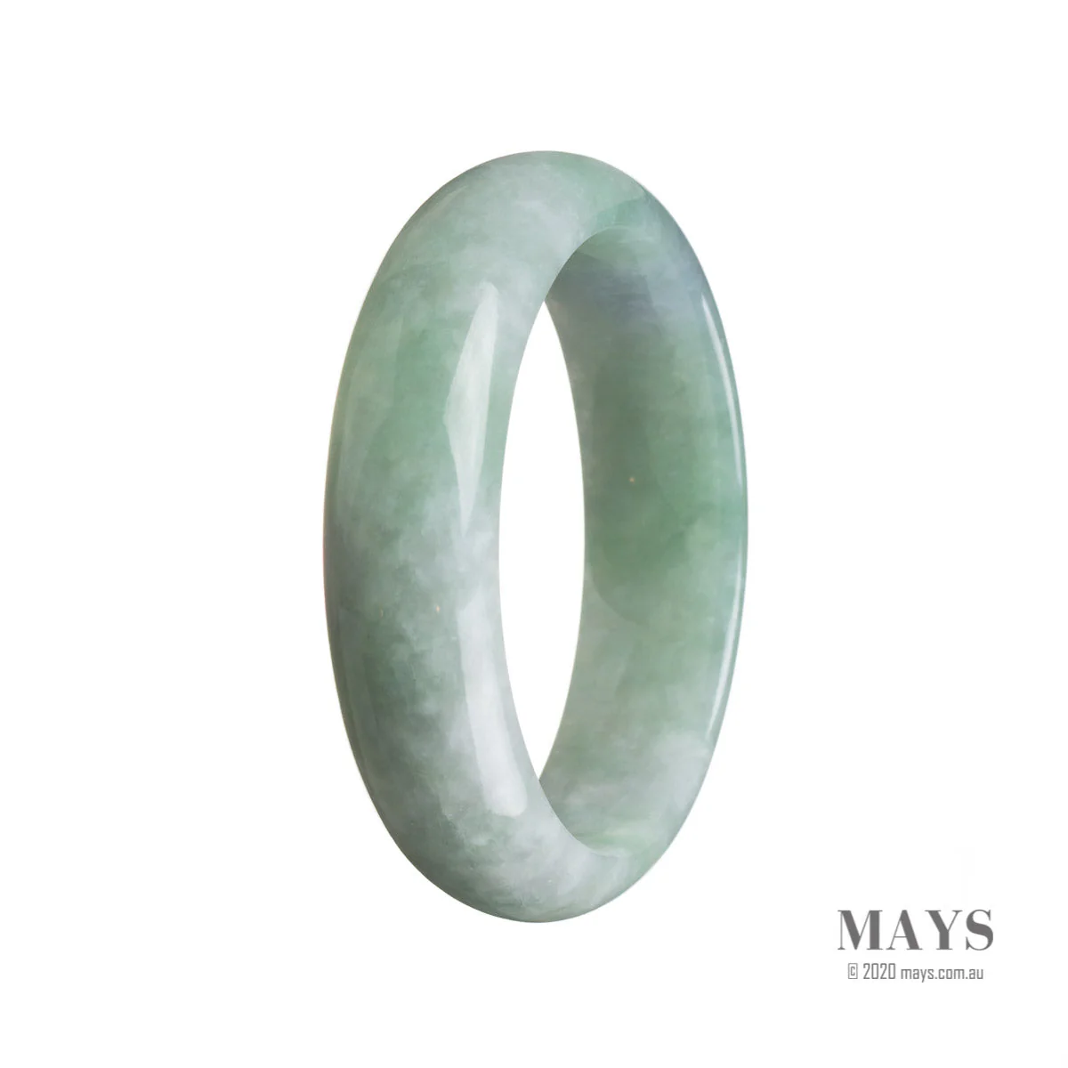 Authentic Untreated Green Burma Jade Bracelet - 56mm Half Moon