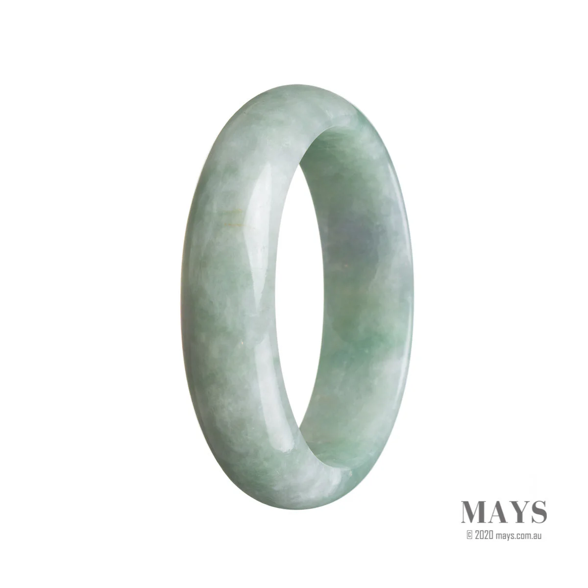 Authentic Untreated Green Burma Jade Bracelet - 56mm Half Moon - Image 2
