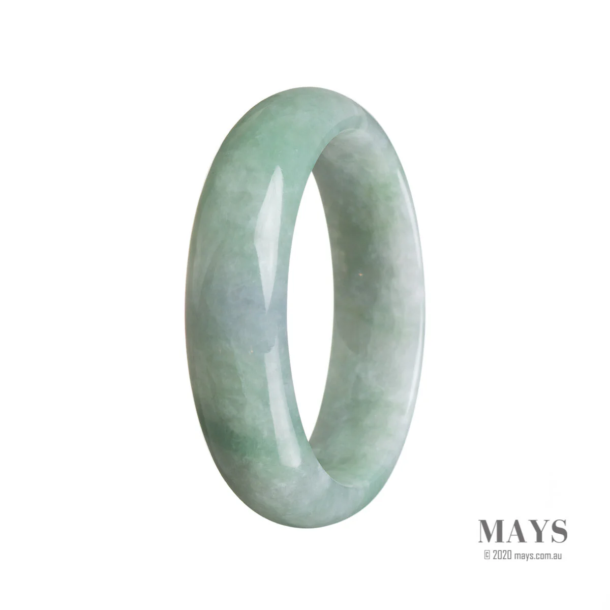 Authentic Untreated Green Burma Jade Bracelet - 56mm Half Moon - Image 3