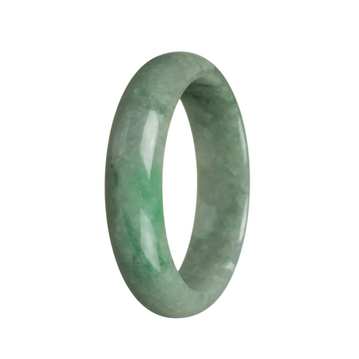 Genuine Grade A Green Burmese Jade Bangle - 62mm Half Moon