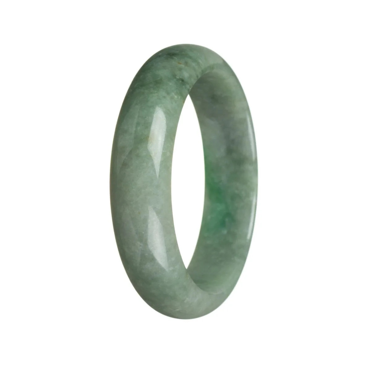 Genuine Grade A Green Burmese Jade Bangle - 62mm Half Moon - Image 2