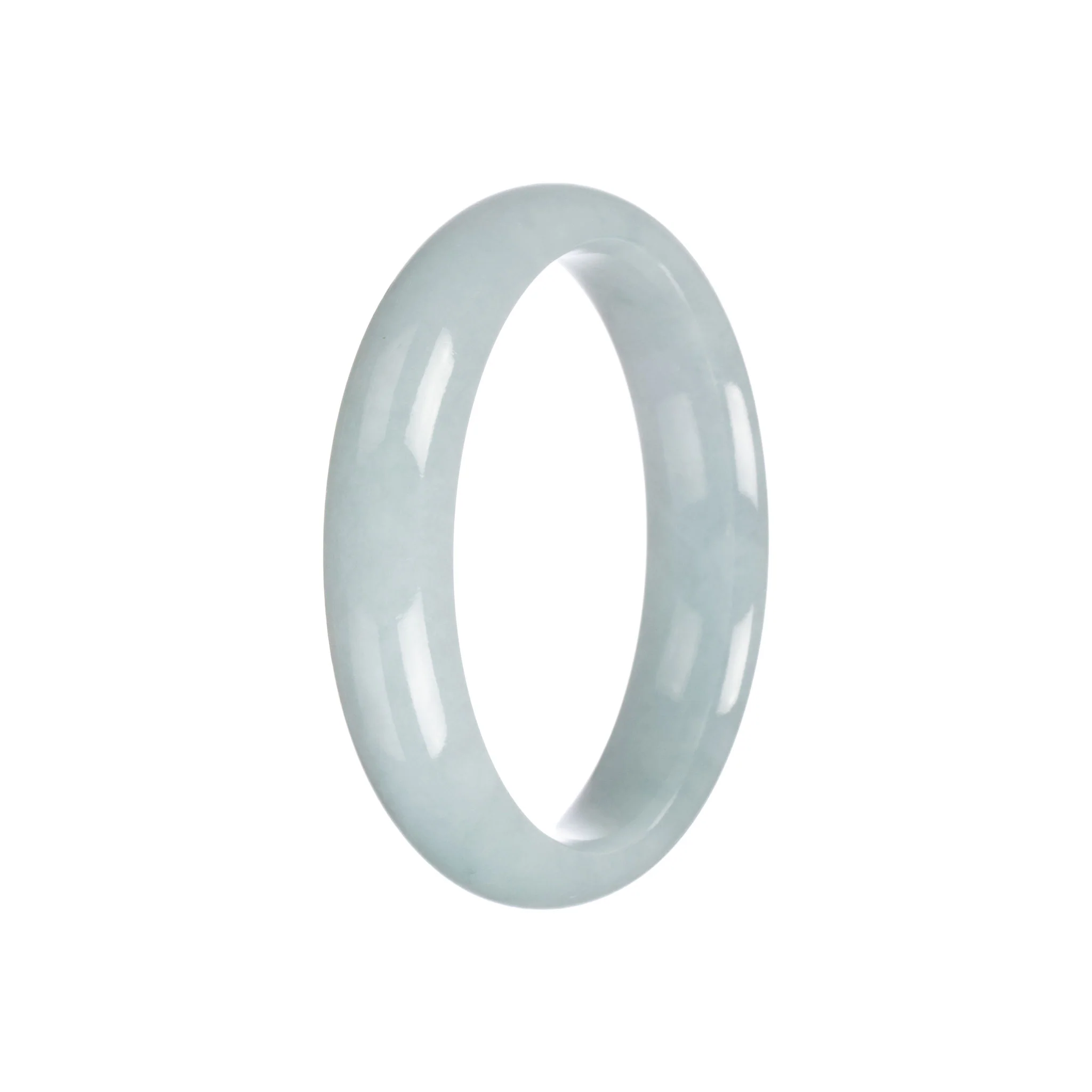 Authentic Grade A Light Green Traditional Jade Bangle - 56mm Half Moon - Image 3