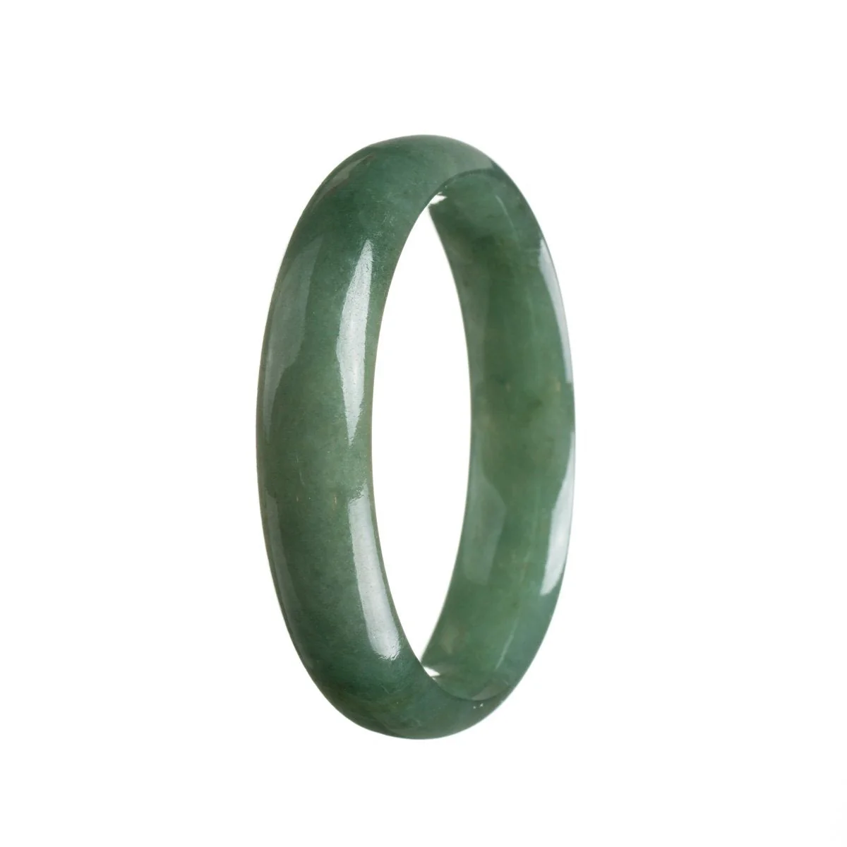 Genuine Type A Deep Green Jadeite Bangle Bracelet - 56mm Half Moon