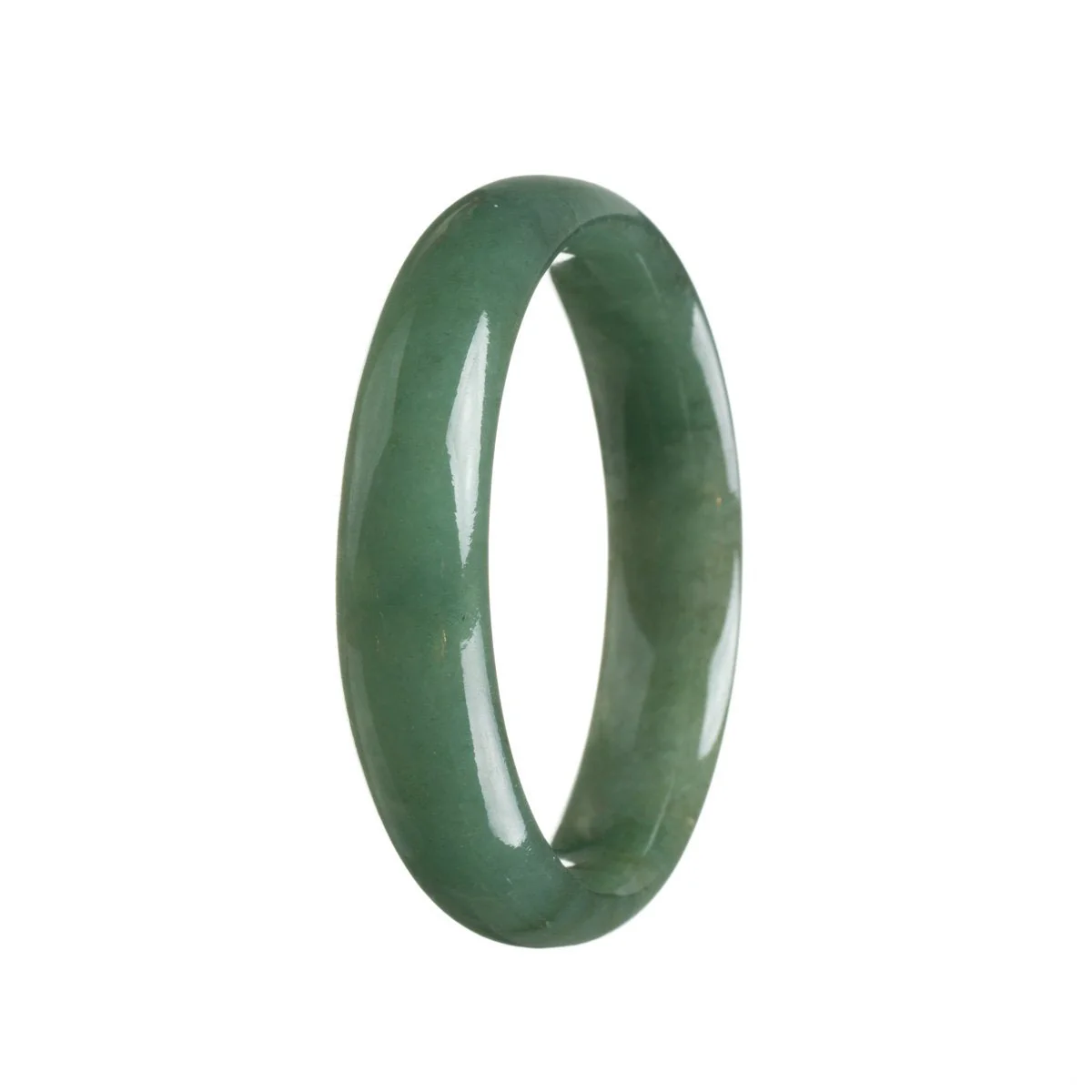 Genuine Type A Deep Green Jadeite Bangle Bracelet - 56mm Half Moon - Image 2
