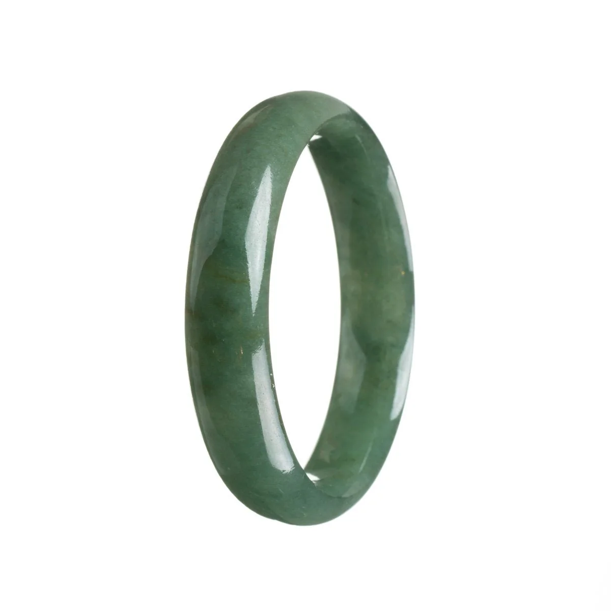 Genuine Type A Deep Green Jadeite Bangle Bracelet - 56mm Half Moon - Image 3