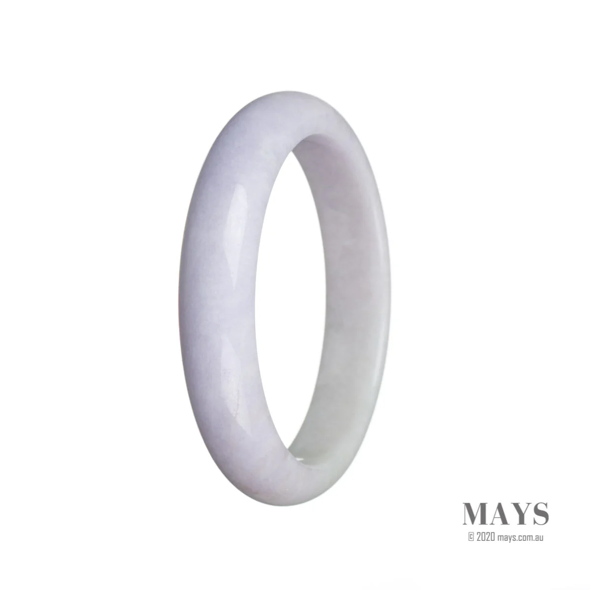 Genuine Grade A Lavender Jadeite Jade Bangle Bracelet - 59mm Semi Round