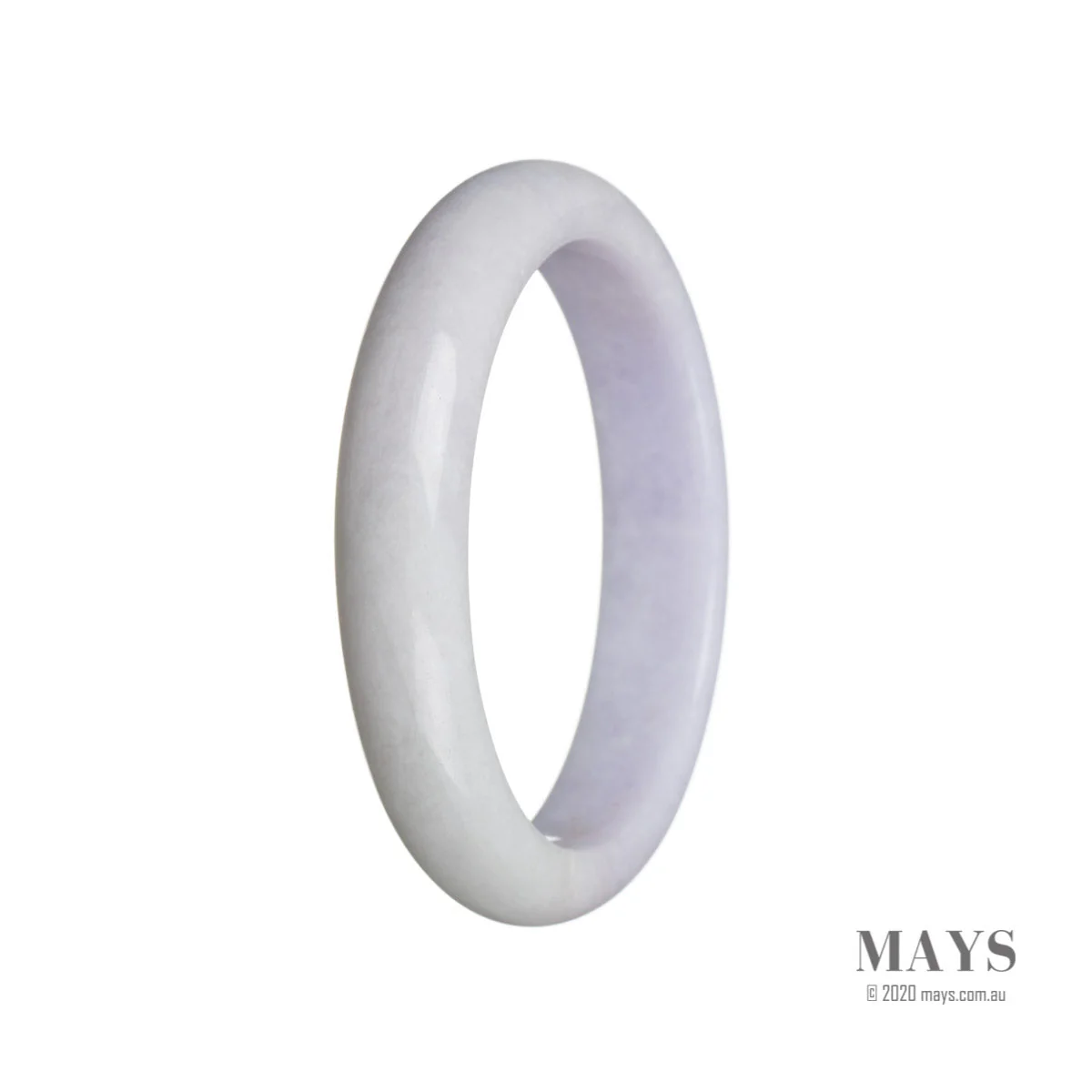 Genuine Grade A Lavender Jadeite Jade Bangle Bracelet - 59mm Semi Round - Image 2