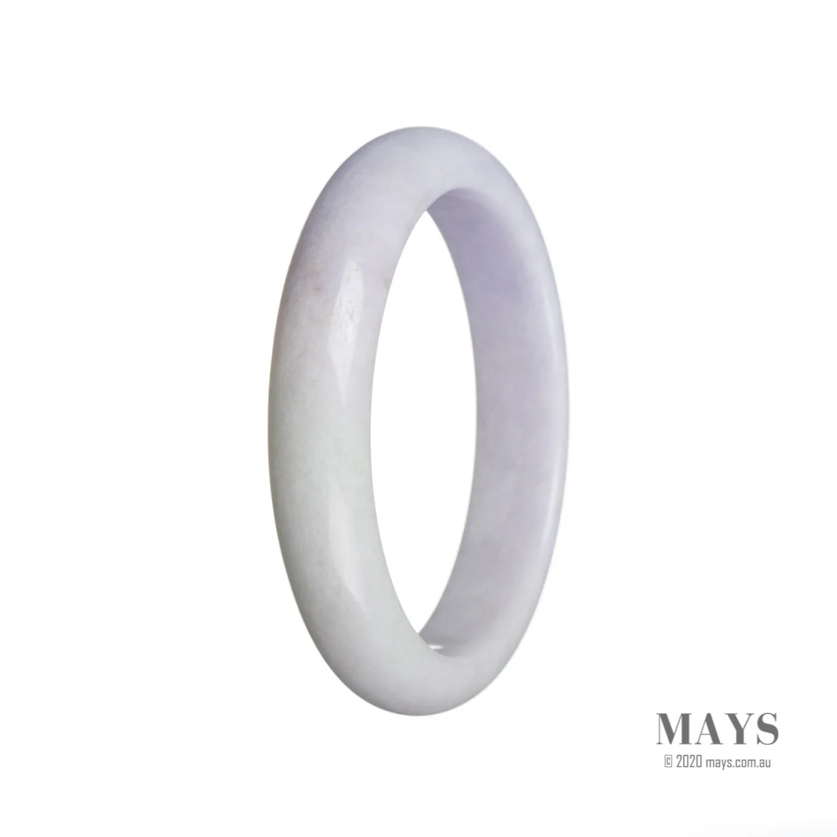 Genuine Grade A Lavender Jadeite Jade Bangle Bracelet - 59mm Semi Round - Image 3
