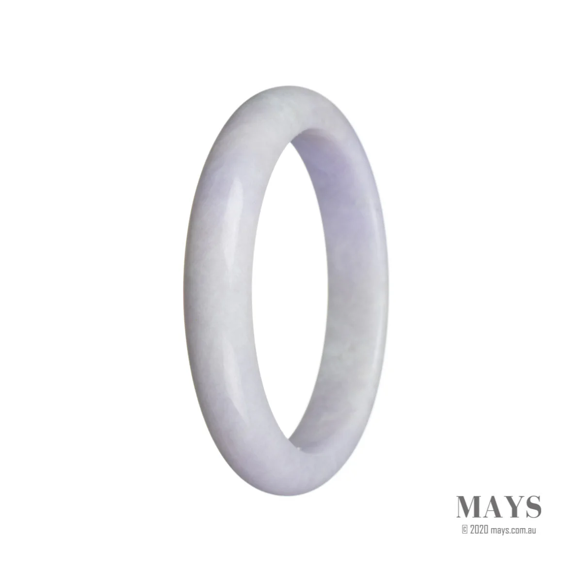 Real Type A Lavender Burma Jade Bangle Bracelet - 59mm Semi Round
