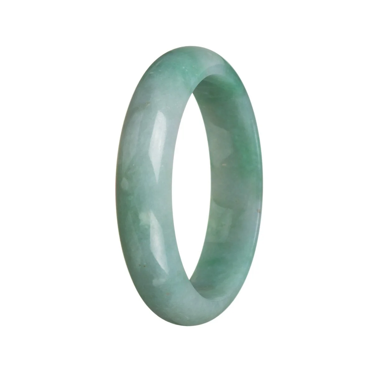 Genuine Untreated Green Traditional Jade Bracelet - 58mm Half Moon - Image 3