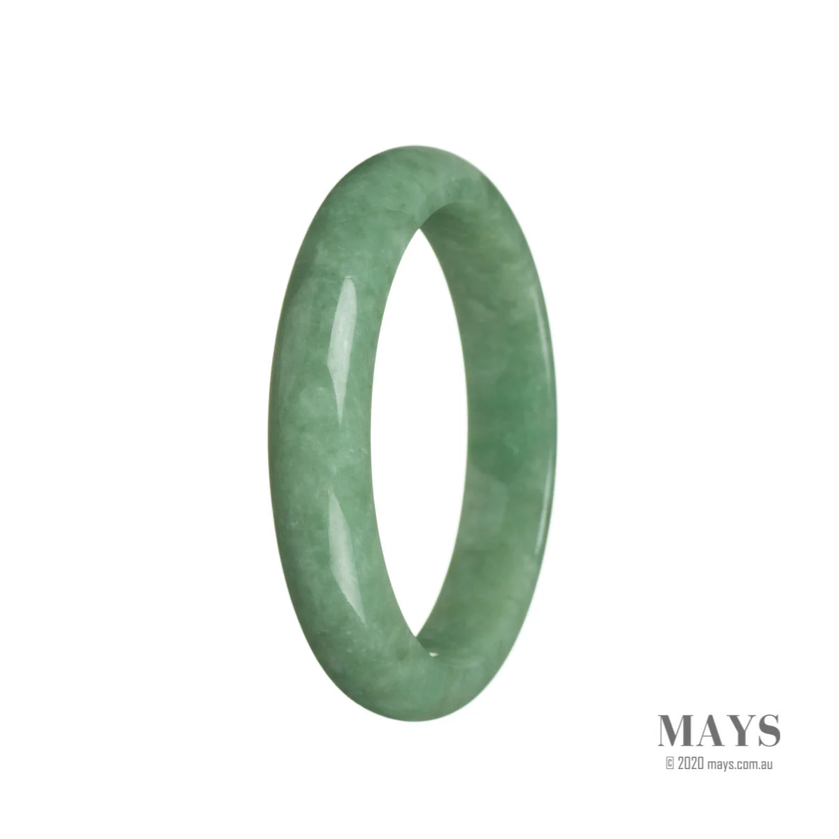 Certified Type A Green Traditional Jade Bangle - 58mm Half Moon