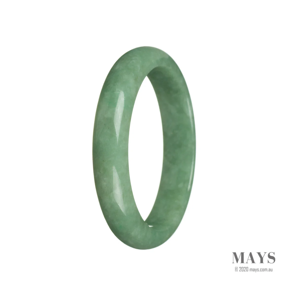 Certified Type A Green Traditional Jade Bangle - 58mm Half Moon - Image 2