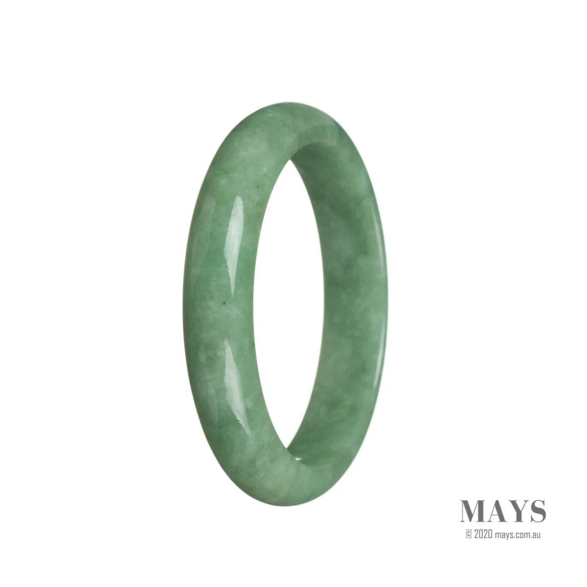 Certified Type A Green Traditional Jade Bangle - 58mm Half Moon - Image 3