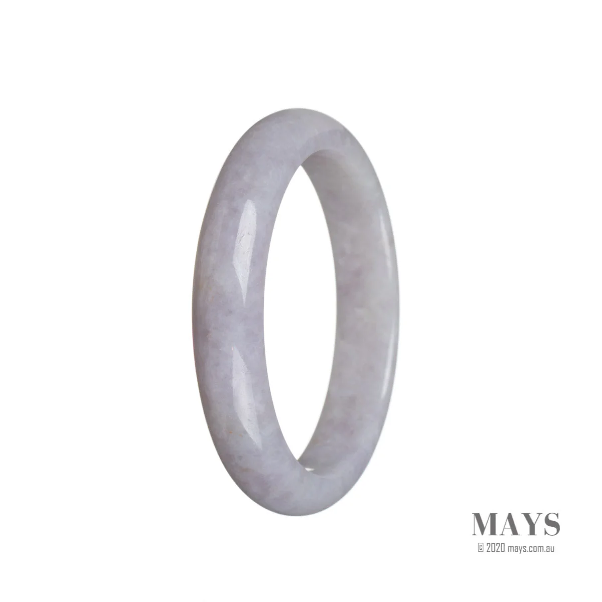 Genuine Natural Lavender Burmese Jade Bangle Bracelet - 57mm Semi Round