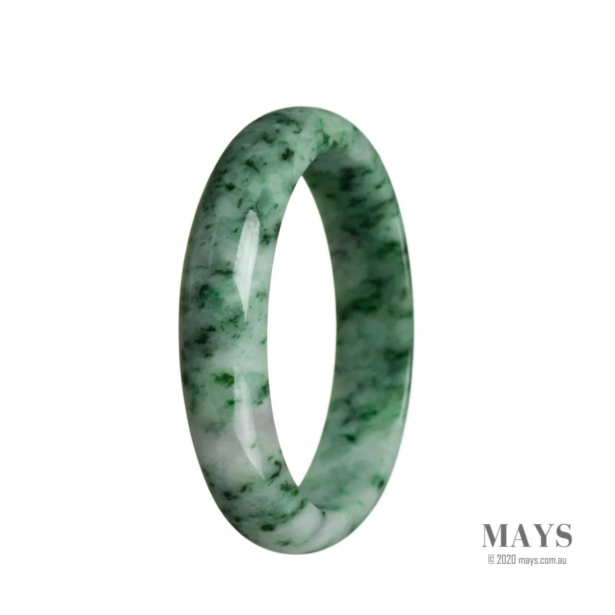 Real Untreated Green Jadeite Jade Bracelet - 63mm Half Moon