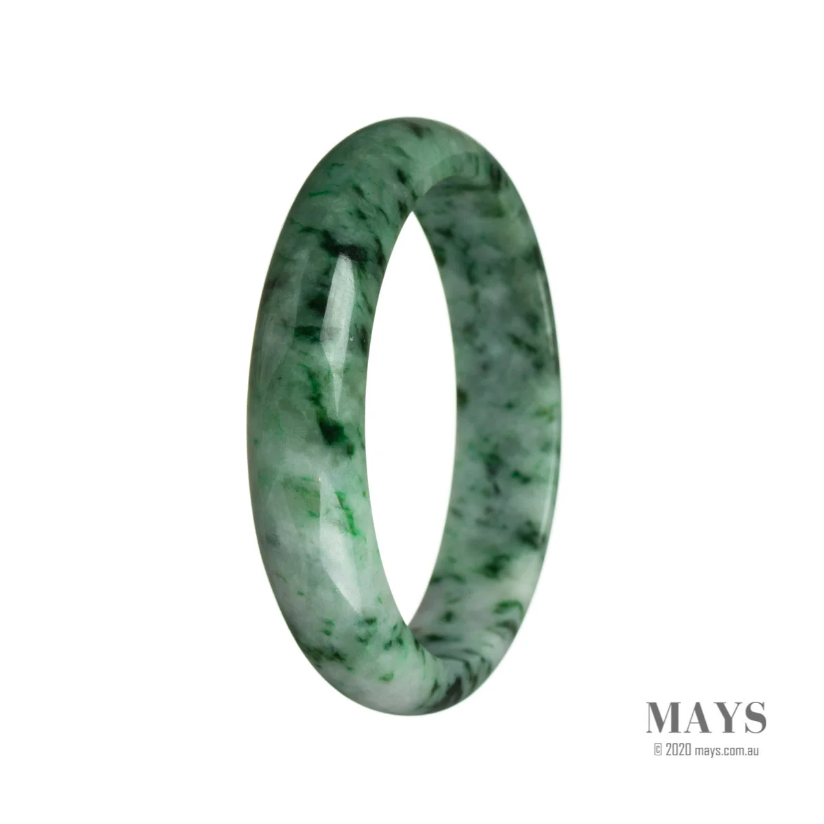 Real Untreated Green Jadeite Jade Bracelet - 63mm Half Moon - Image 2