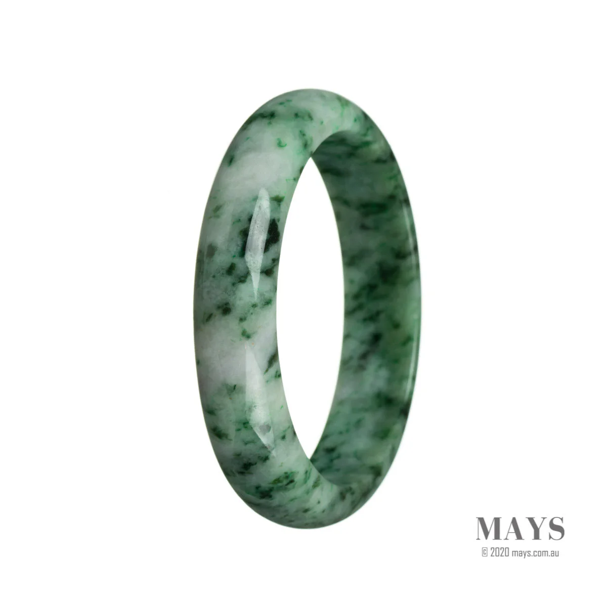Real Untreated Green Jadeite Jade Bracelet - 63mm Half Moon - Image 3