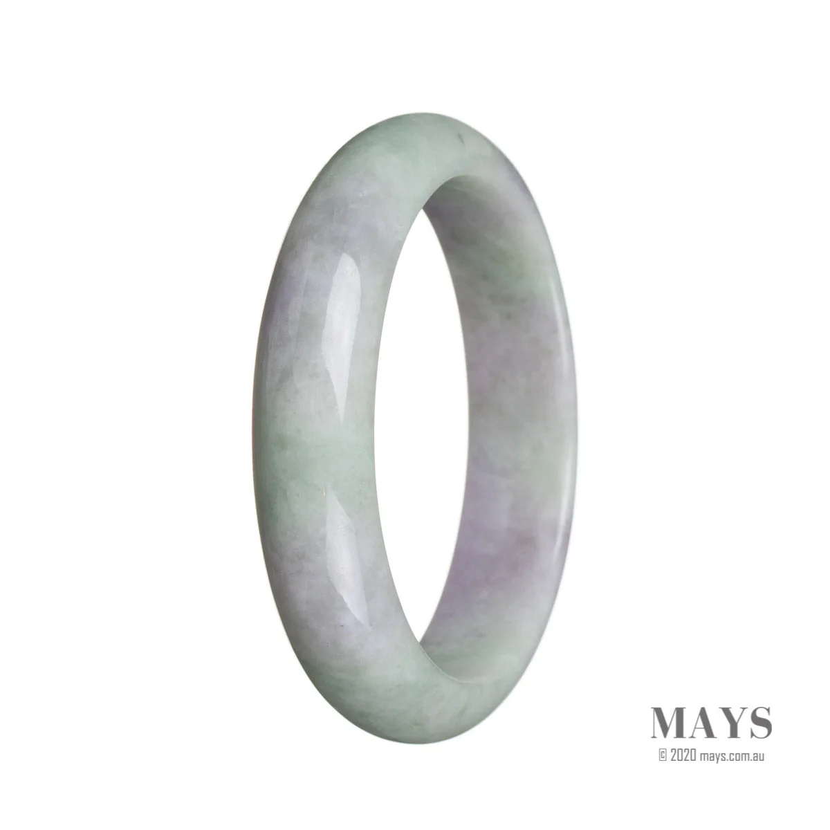 Genuine Grade A Green with lavender Burma Jade Bangle Bracelet - 59mm Half Moon - Image 2