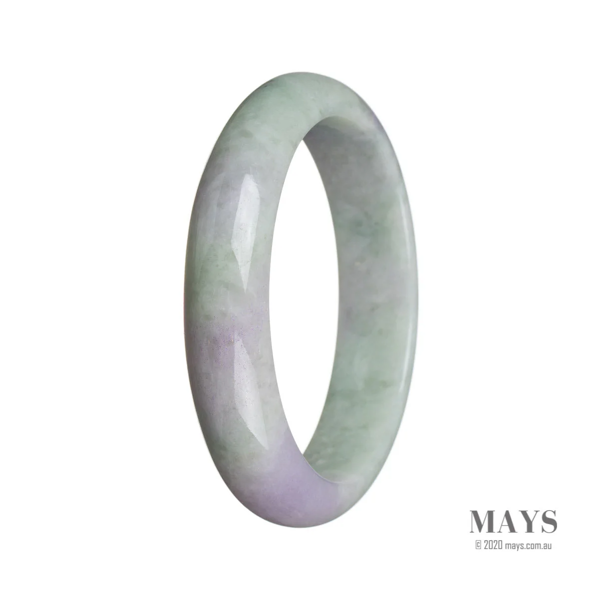 Genuine Grade A Green with lavender Burma Jade Bangle Bracelet - 59mm Half Moon - Image 3