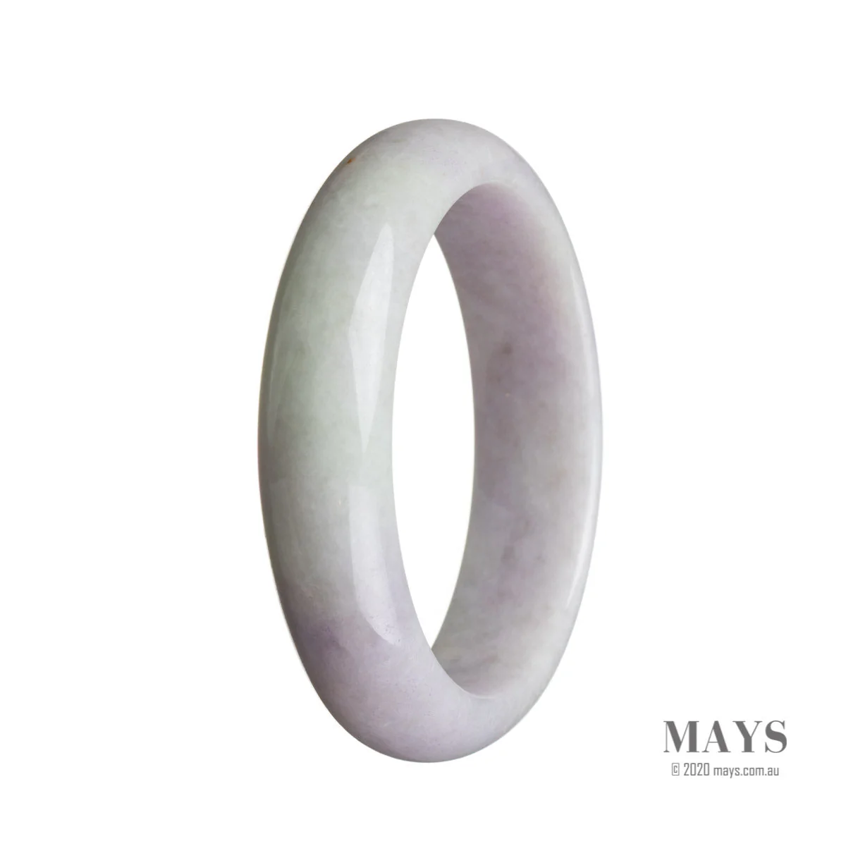 Genuine Untreated Lavender Jadeite Bangle Bracelet - 58mm Half Moon