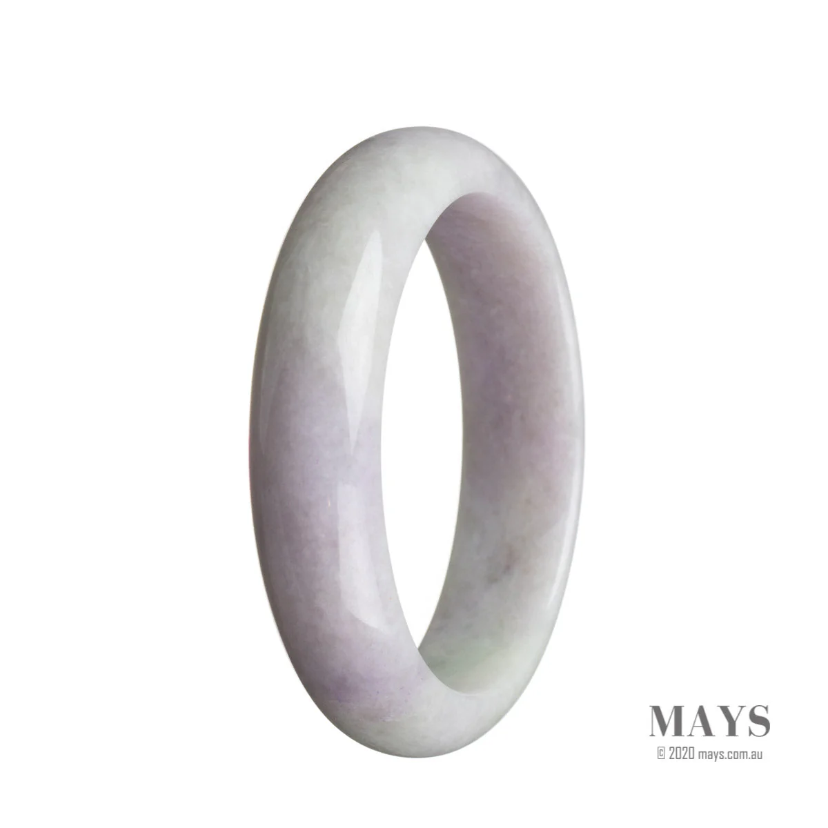 Genuine Untreated Lavender Jadeite Bangle Bracelet - 58mm Half Moon - Image 2