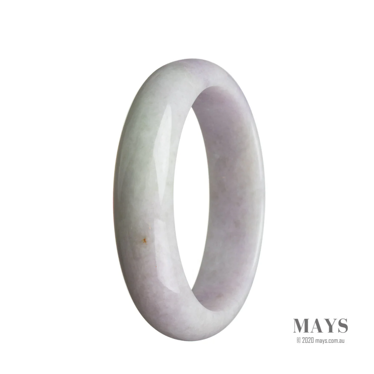 Genuine Untreated Lavender Jadeite Bangle Bracelet - 58mm Half Moon - Image 3