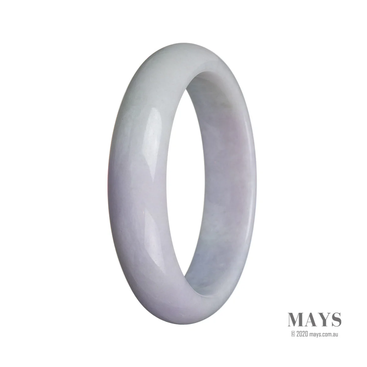 Authentic Grade A Lavender Jade Bangle Bracelet - 59mm Half Moon