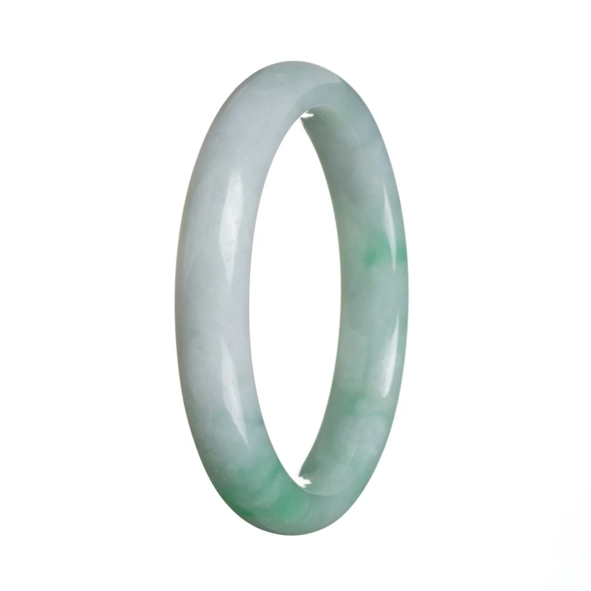 Certified Type A Apple Green Jadeite Bangle Bracelet - 63mm Semi Round - Image 3
