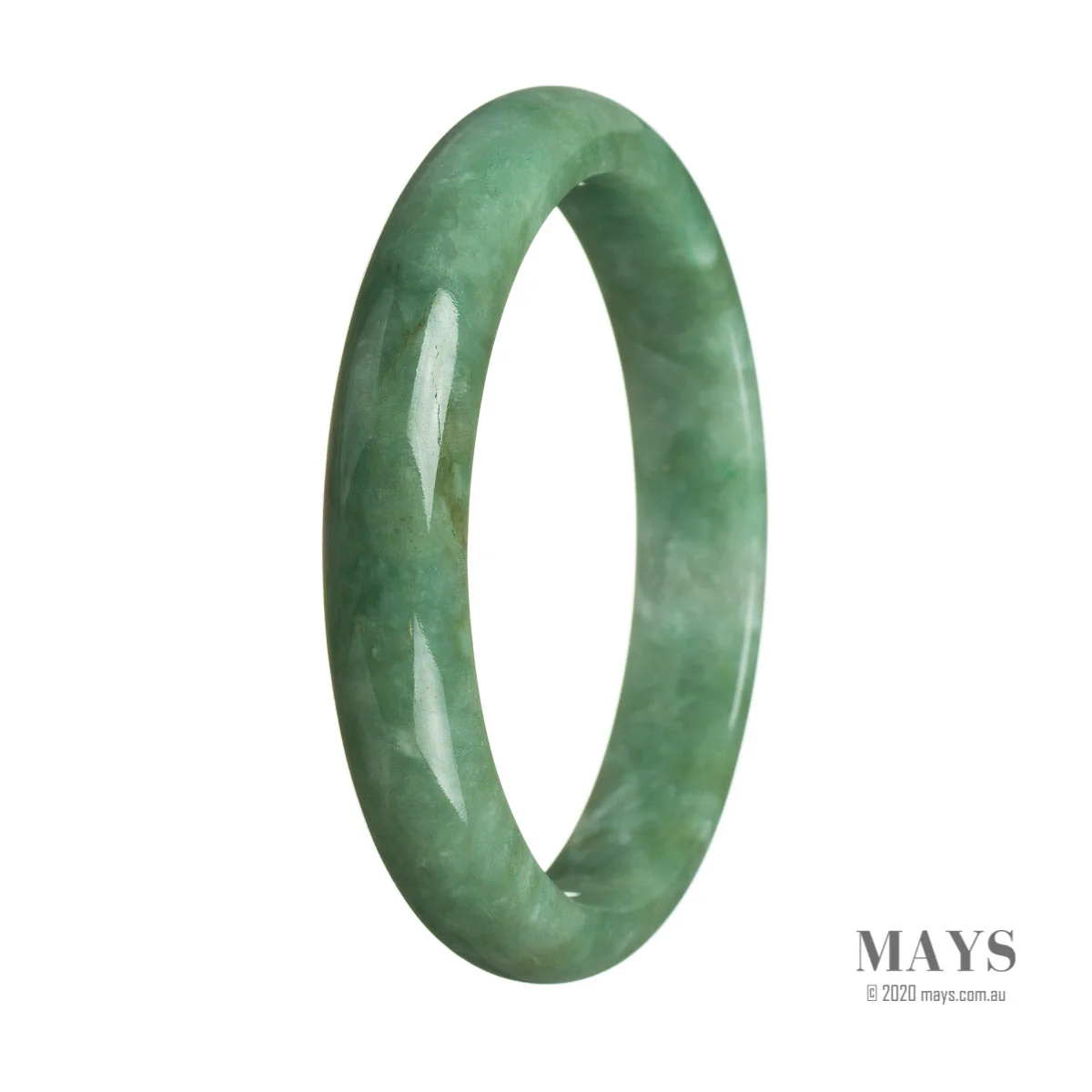 Genuine Natural Green Burmese Jade Bracelet - 65mm Semi Round