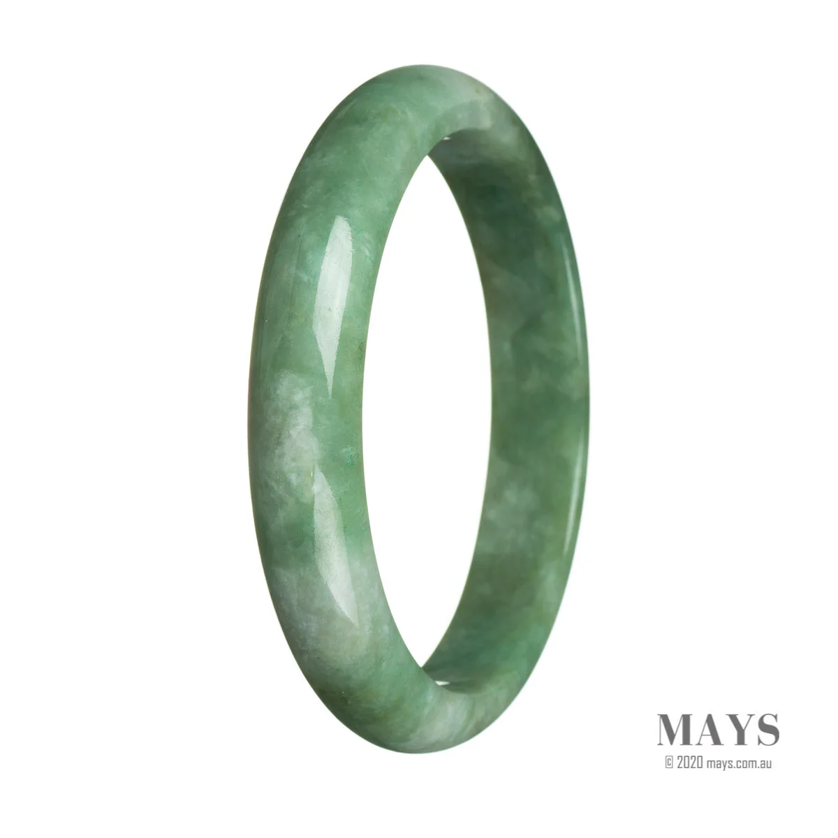 Genuine Natural Green Burmese Jade Bracelet - 65mm Semi Round - Image 3