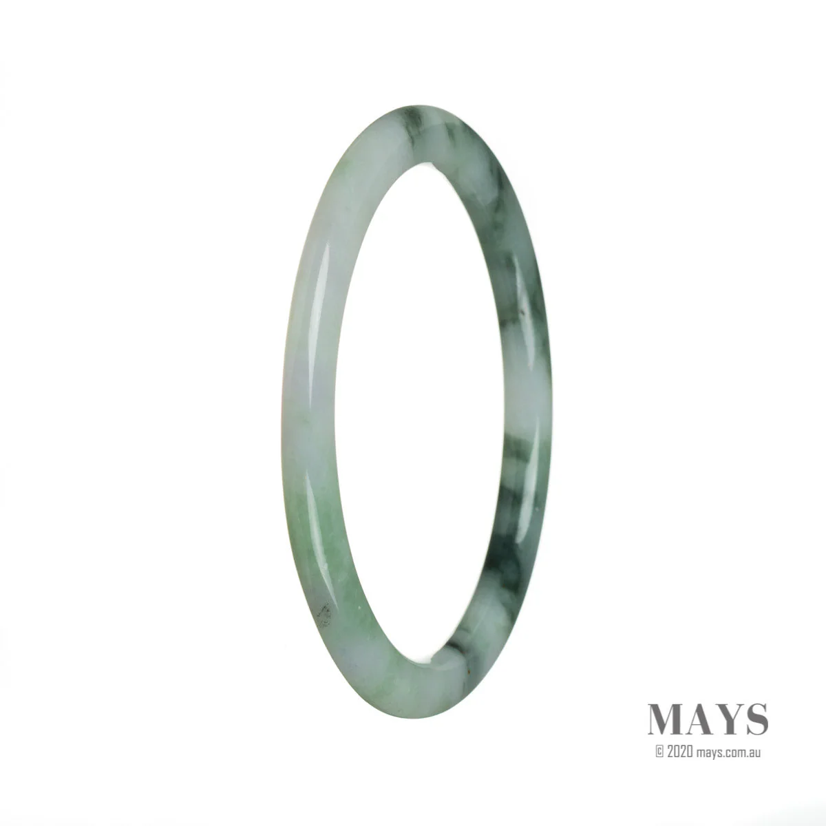Genuine Type A Green flower Burmese Jade Bracelet - 59mm Petite Round