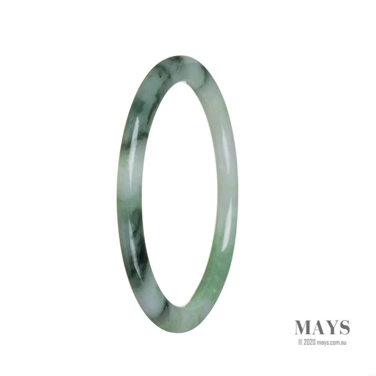 Genuine Type A Green flower Burmese Jade Bracelet - 59mm Petite Round - Image 2