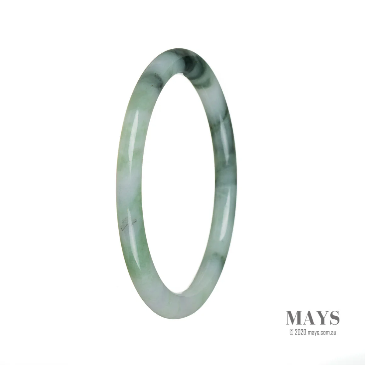 Genuine Type A Green flower Burmese Jade Bracelet - 59mm Petite Round - Image 3