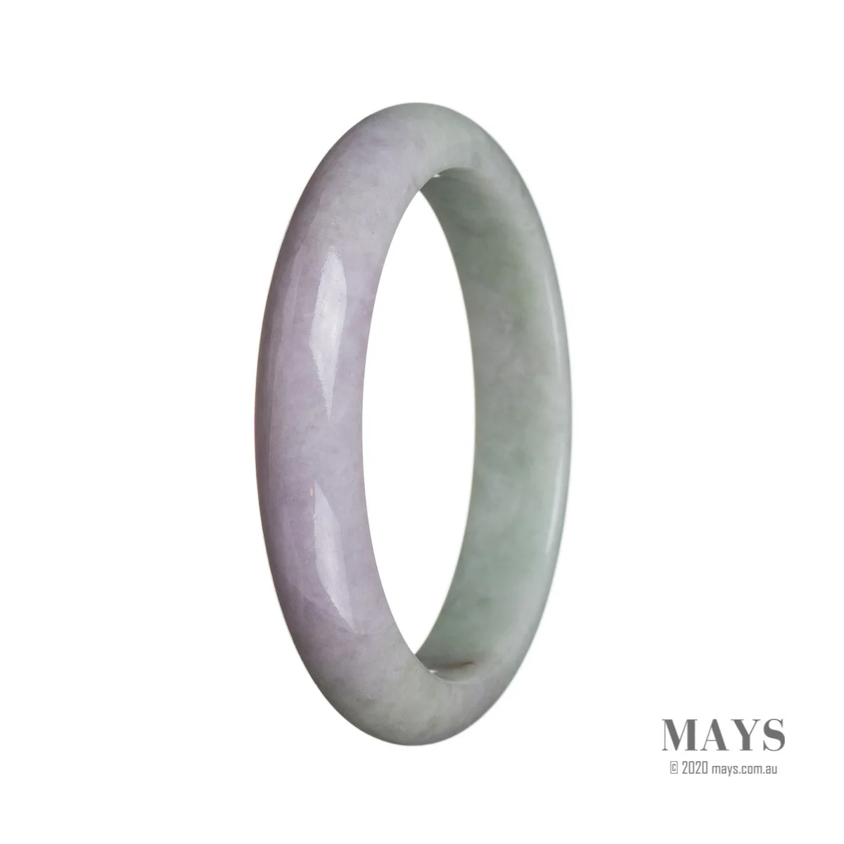 Genuine Grade A Green with lavender Traditional Jade Bangle - 59mm Semi Round - Image 2