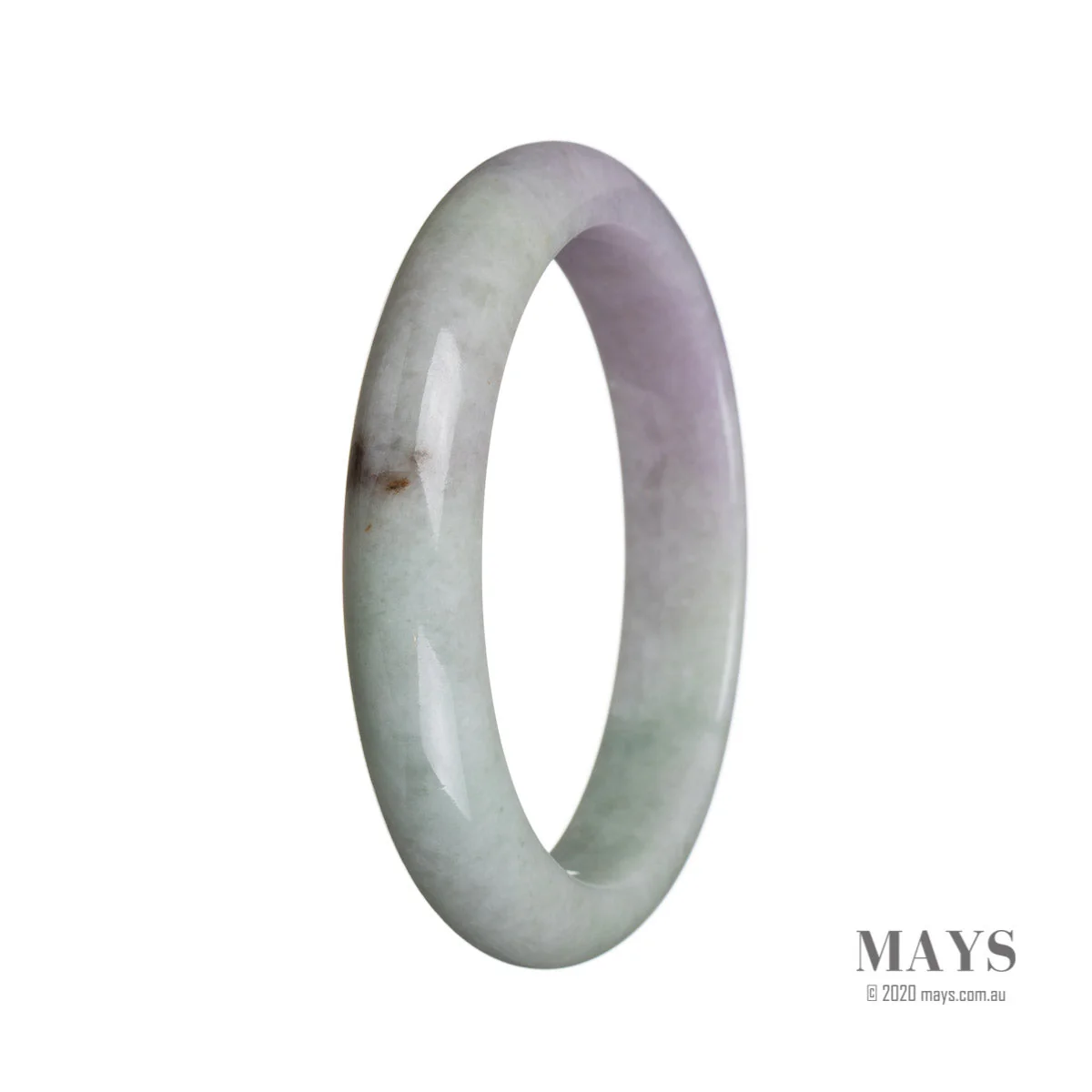 Genuine Grade A Green with lavender Traditional Jade Bangle - 59mm Semi Round - Image 3