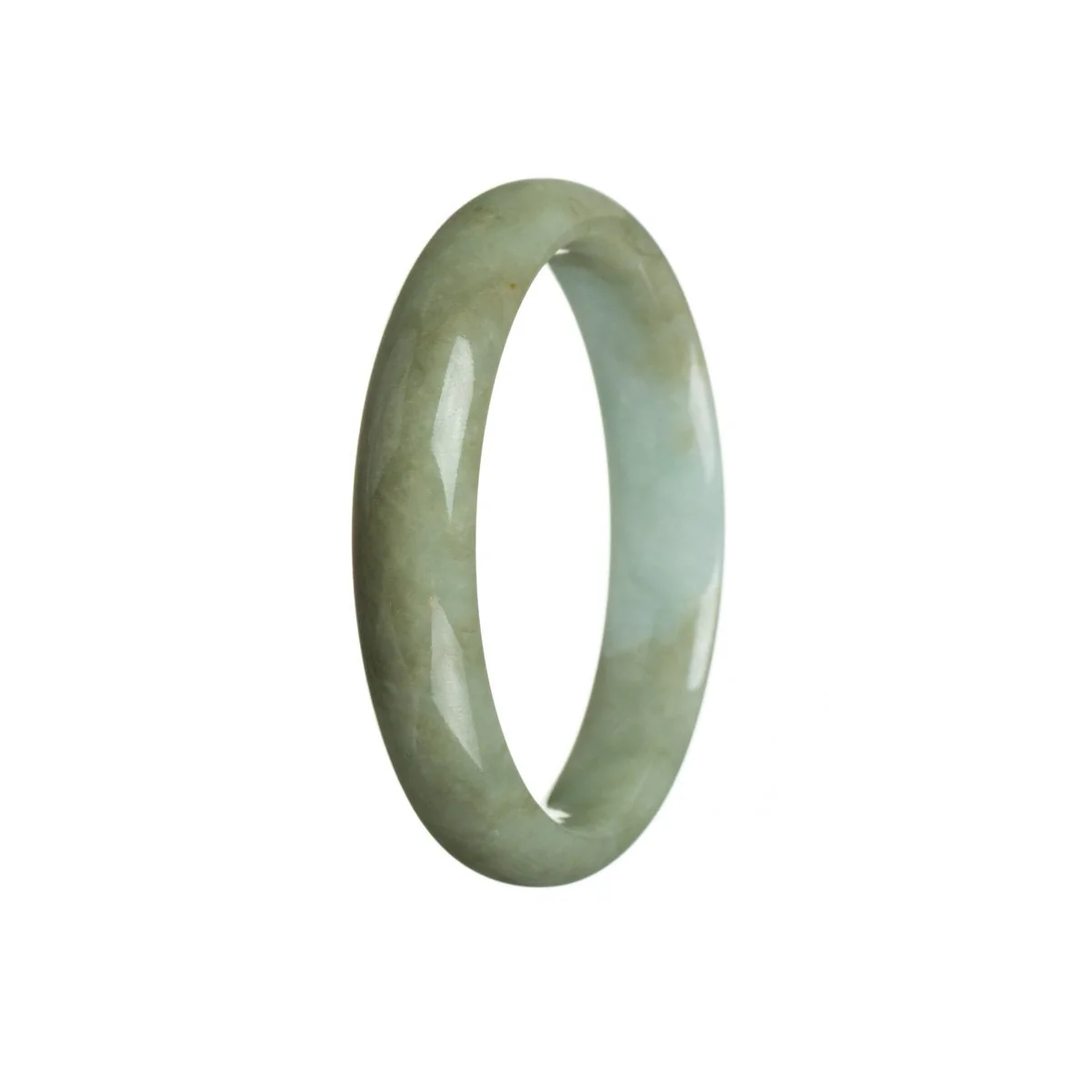 Authentic Grade A Green Jade Bangle Bracelet - 56mm Half Moon - Image 2