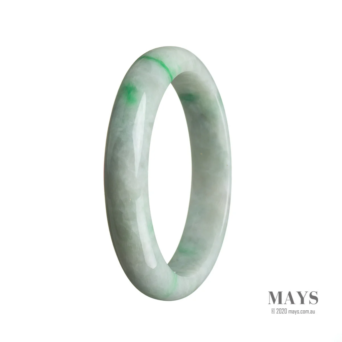 Certified Untreated Green Jadeite Jade Bangle - 58mm Half Moon