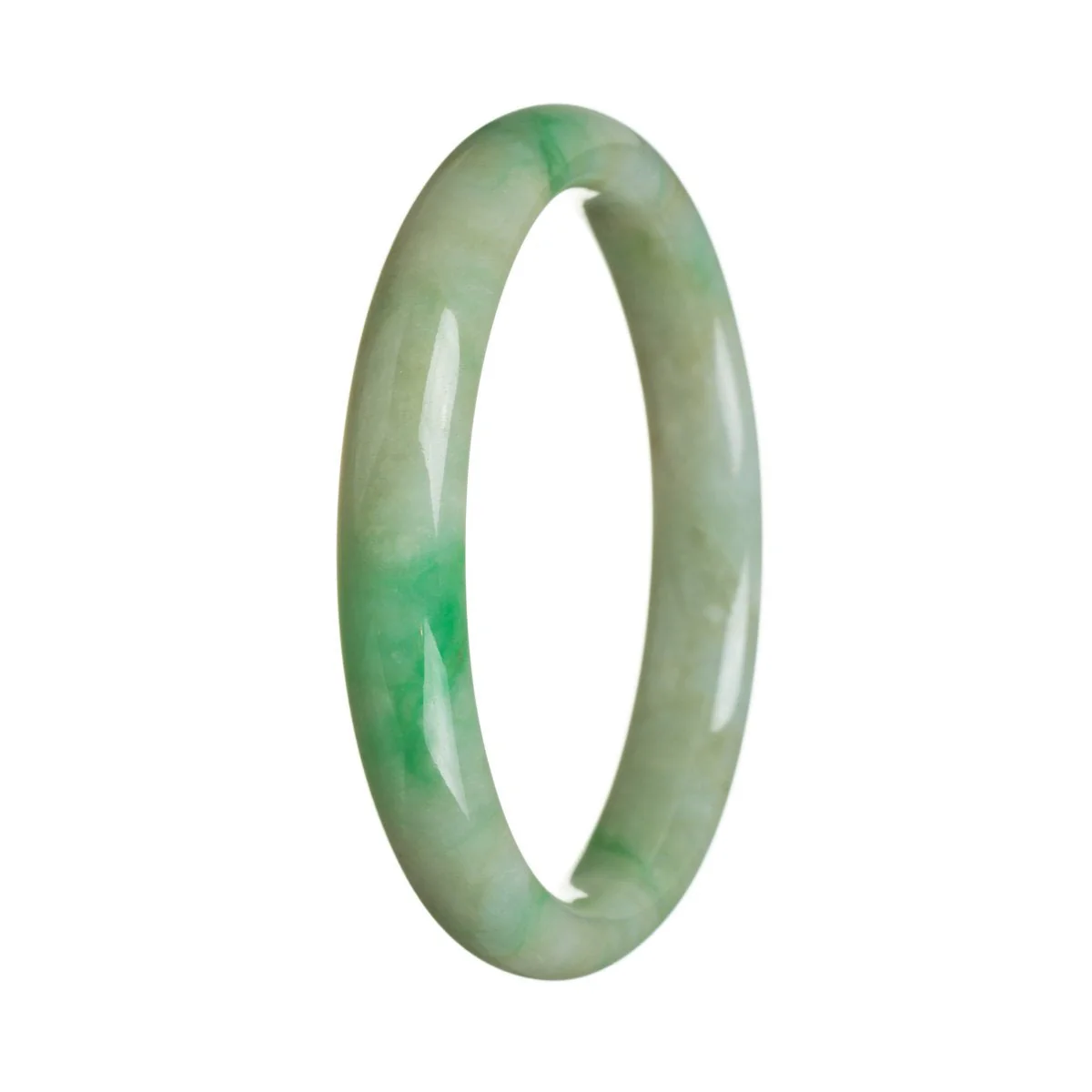 Real Type A Green Burmese Jade Bangle Bracelet - 64mm Semi Round - Image 2