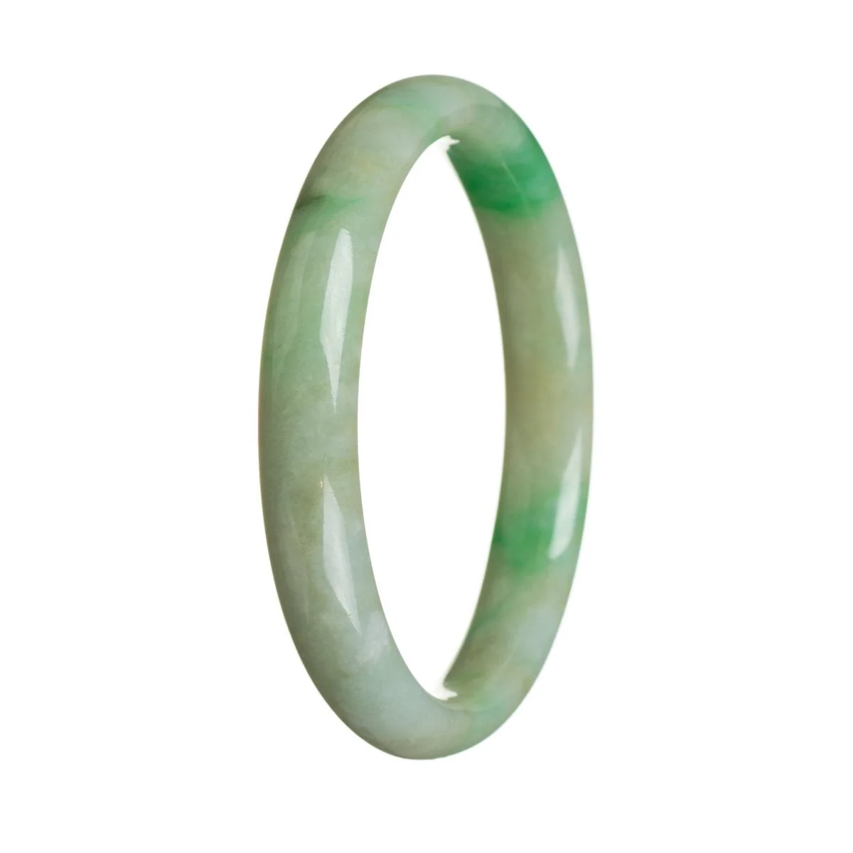 Real Type A Green Burmese Jade Bangle Bracelet - 64mm Semi Round - Image 3