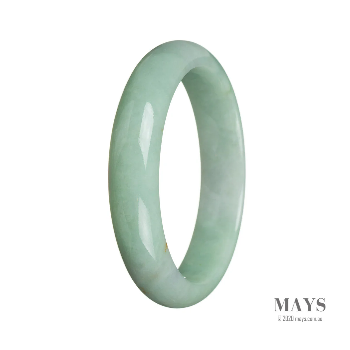 Genuine Grade A Green Jade Bangle Bracelet - 59mm Half Moon