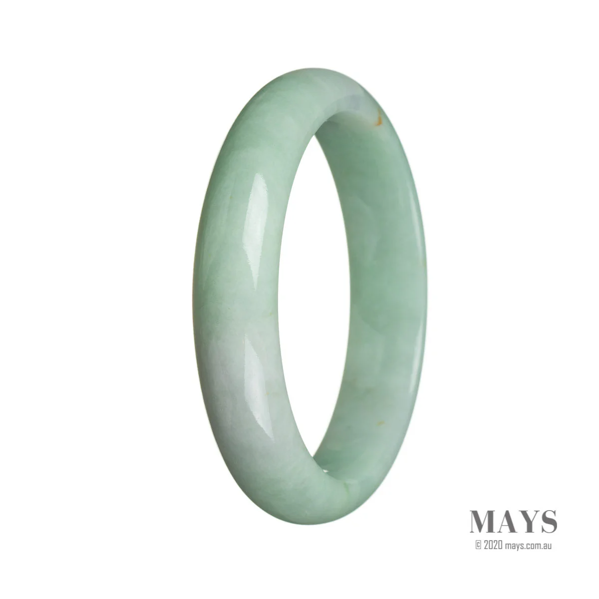 Genuine Grade A Green Jade Bangle Bracelet - 59mm Half Moon - Image 2