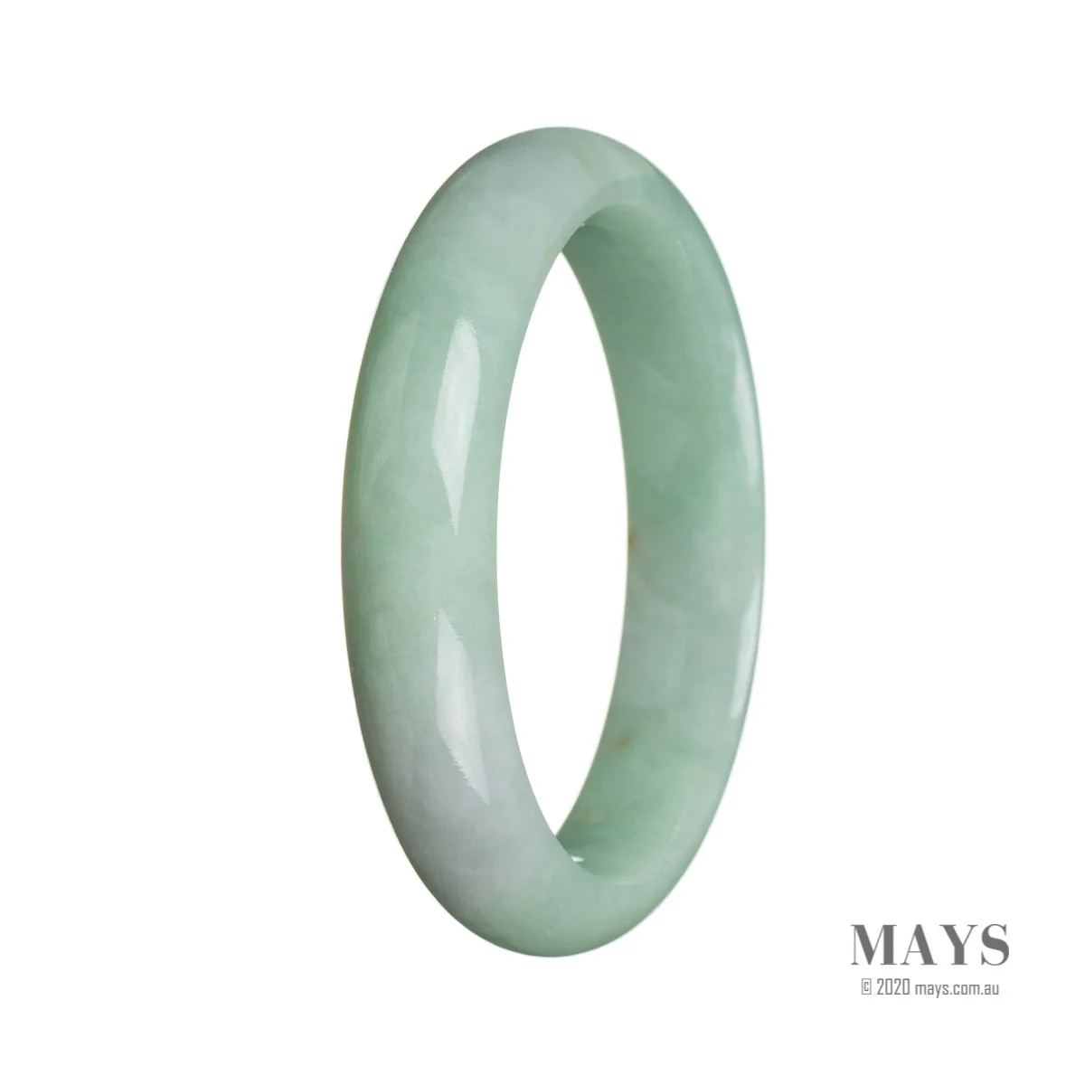 Genuine Grade A Green Jade Bangle Bracelet - 59mm Half Moon - Image 3
