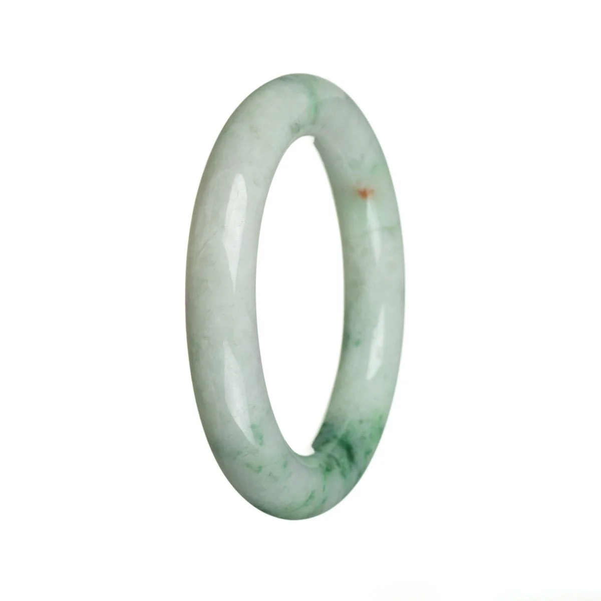 Authentic Natural White with green flower Traditional Jade Bracelet - 56mm Round - Image 2